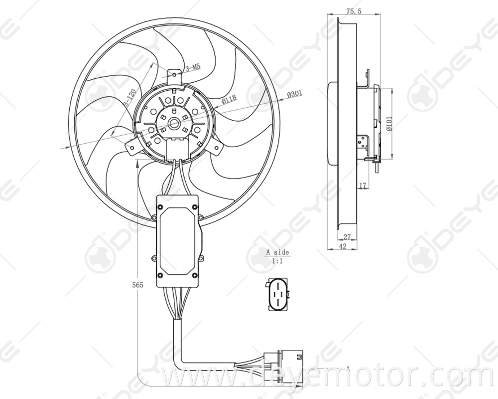 7L0959455C 7L0959455 95562413400 95562414600 radiator cooling fan for VW TOUAREG PORSCHE CAYENNE Q7